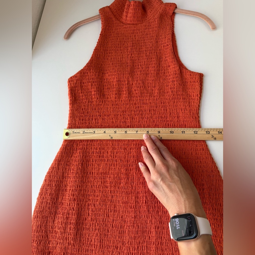 NWT Anthropologie Sleeveless Mock-Neck Textured Midi Dress
Orange Sz Small - Picture 13 of 14